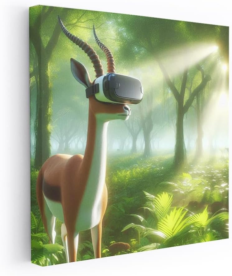 Art Antelope In Virtual Reality Canvas Framed Print Poster Paiting [Canvas Framed – 40×30 inch]