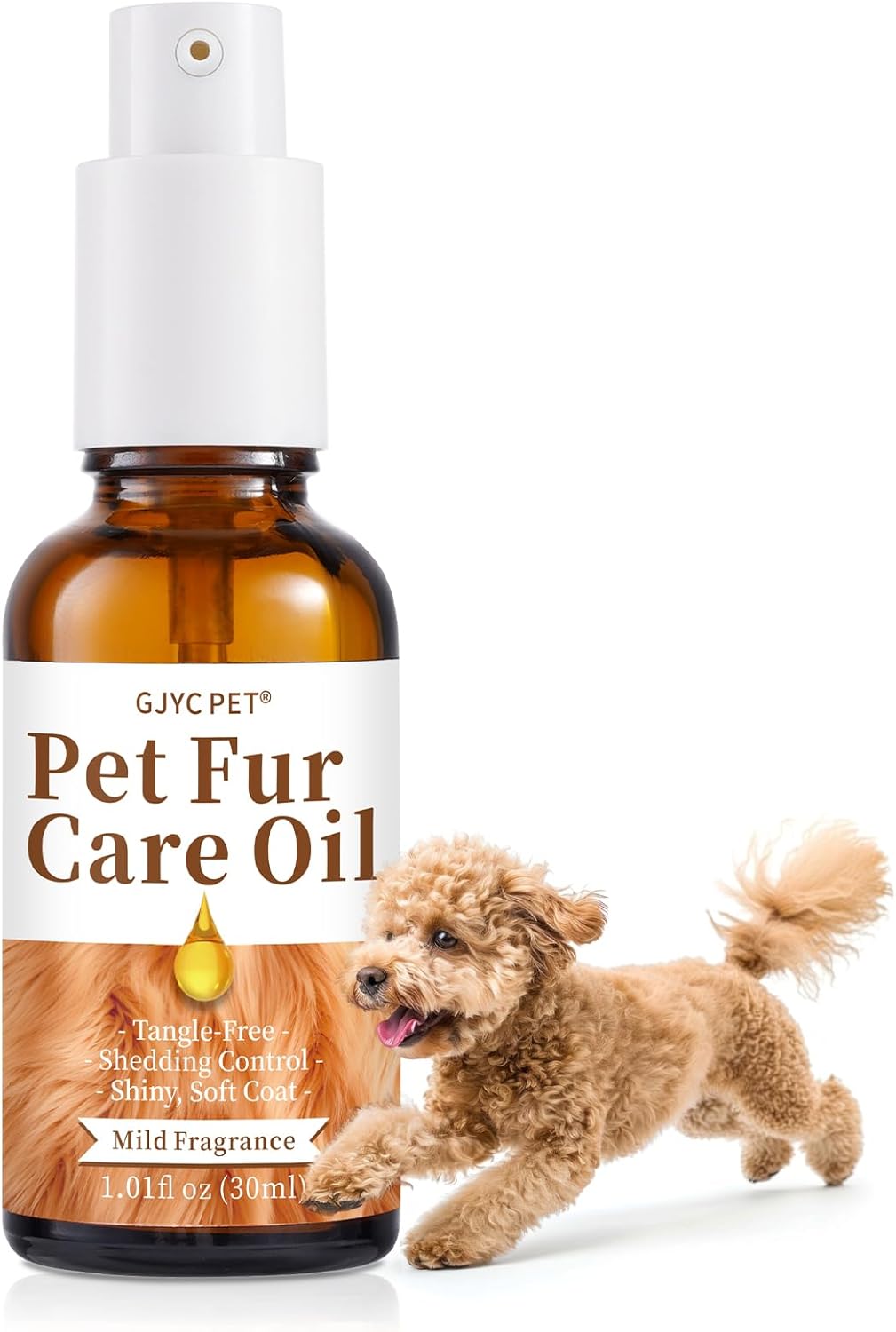 Pet Fur Care Oil – Tangle Remover, Shiny & Silky Coat, Soothing Skin Protection with Collagen and Natural Oils – Leave-in Formula for Dogs and Cats – 1.01 fl. oz