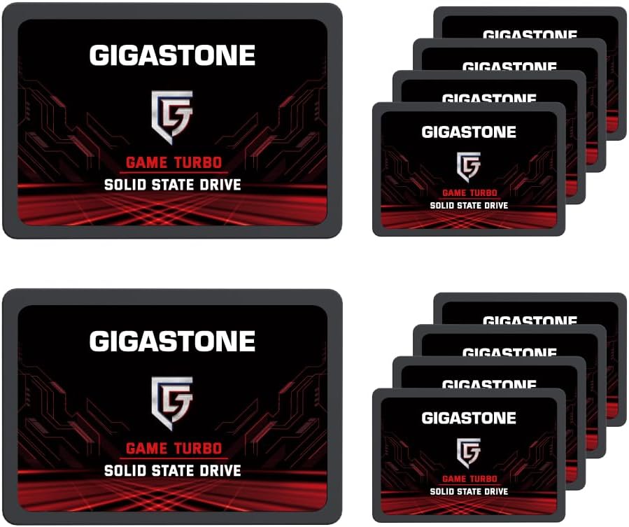 GIGASTONE SATA SSD 128GB (10-Pack) 2.5 inch SSD 520MB/s upgrade Laptop PC Memory and Storage PS4 HDD Replacement 2.5″ Internal Solid State Hard Drives SATA III SLC Cache 3D NAND Game Turbo Performance