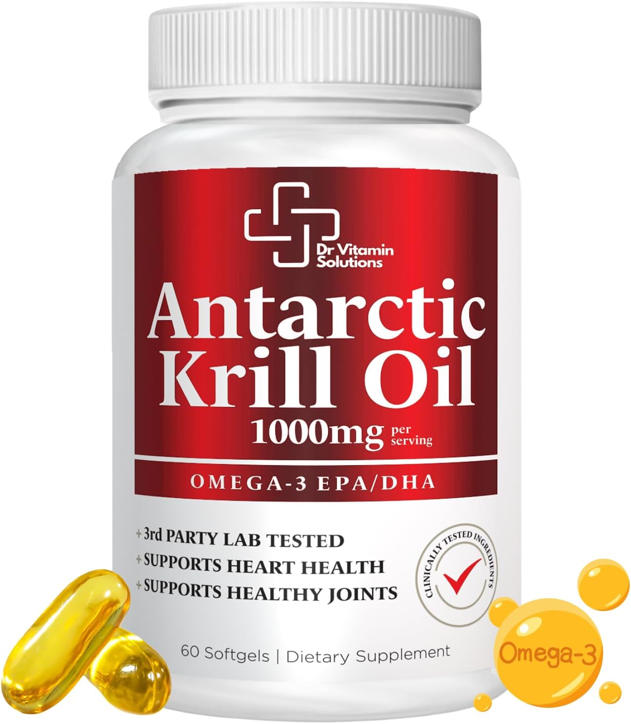 Premium 1000mg Antarctic Krill Oil – Rich in Omega-3, EPA, DHA for Heart, Brain & Joint Health – Pure Astaxanthin Blend, No Fishy Aftertaste