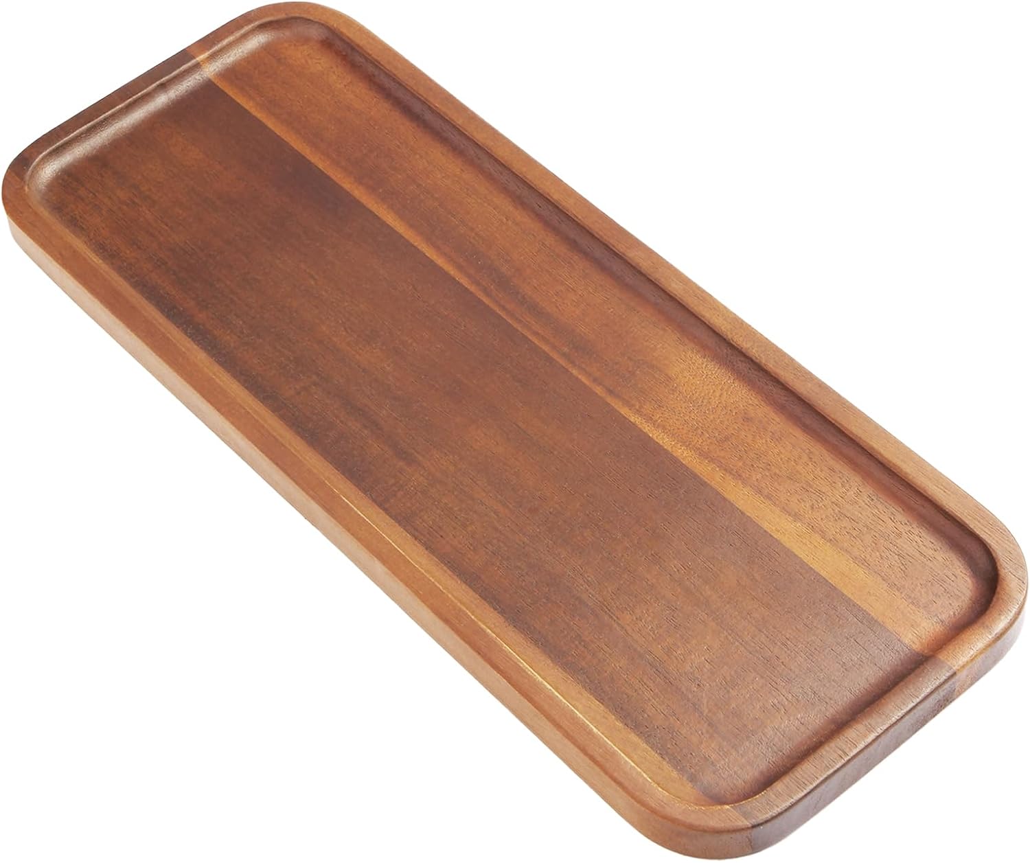 Solid Acacia Wood Serving Trays and Platters – Wooden Mini Charcuterie Boards, Rectangle Small Cheese Board for Food, Bathroom, Home Decor, Kitchen Counter, 14″x5.5″ (1 Pack)