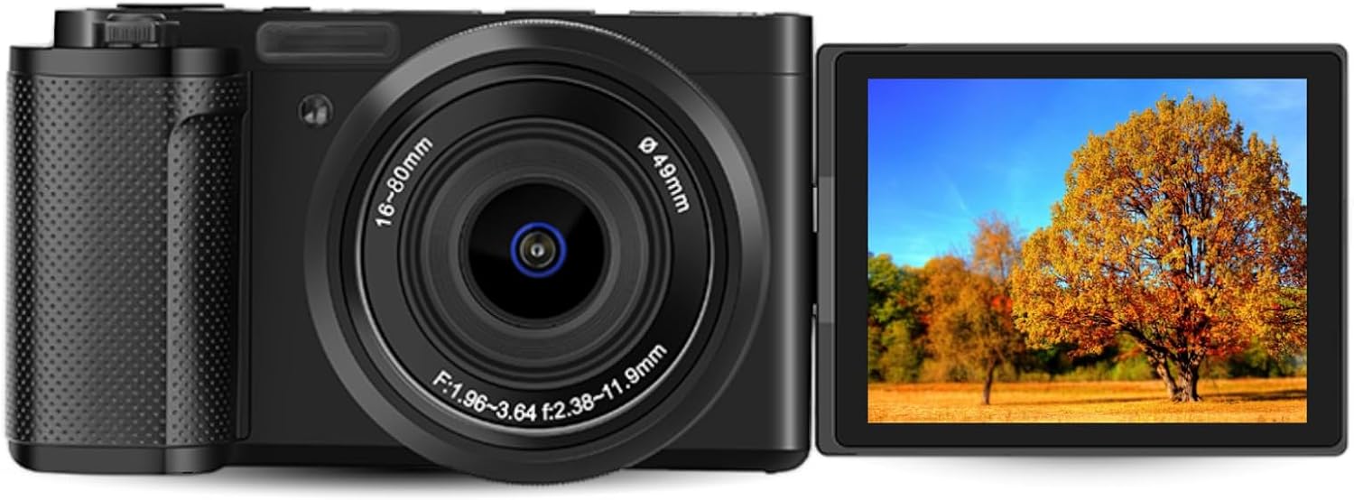 G930 Mirrorless Digital Camera 5K 64MP for Photo and Video, 3.2in Rotatable Touch Screen, 5X Optical Zoom, WDR Auto Focus Digital Camera for APP OD Cam, 1400mAh NP180