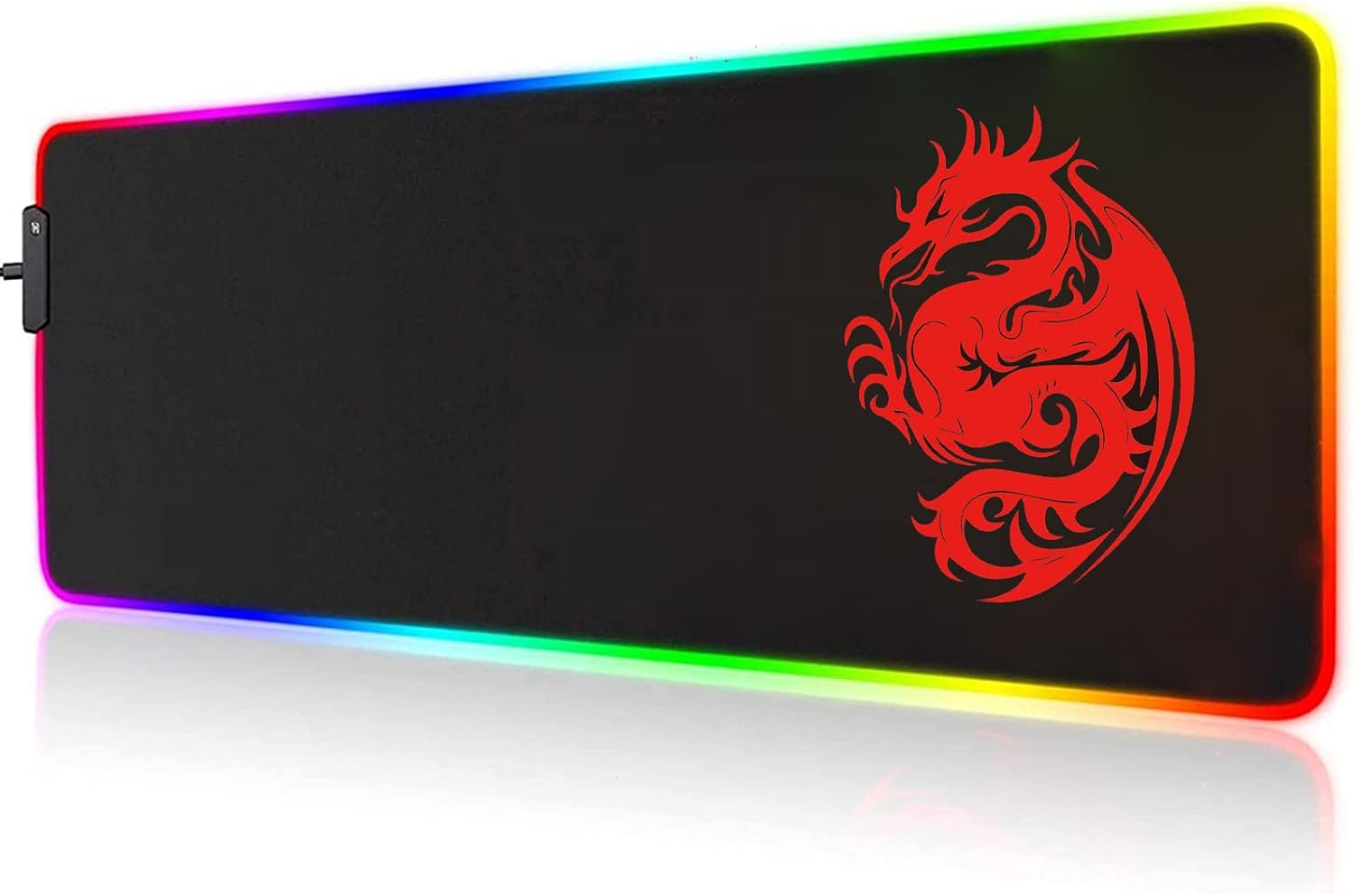 RGB Mouse Pad,Gaming Mouse Pad – 15 Light Modes Extended Computer Keyboard Mousepad,Dragon Mouse Pad,High-Performance LED Mouse Pad Optimized for Gamer 800×300mm/31.5 X 12in (Red)