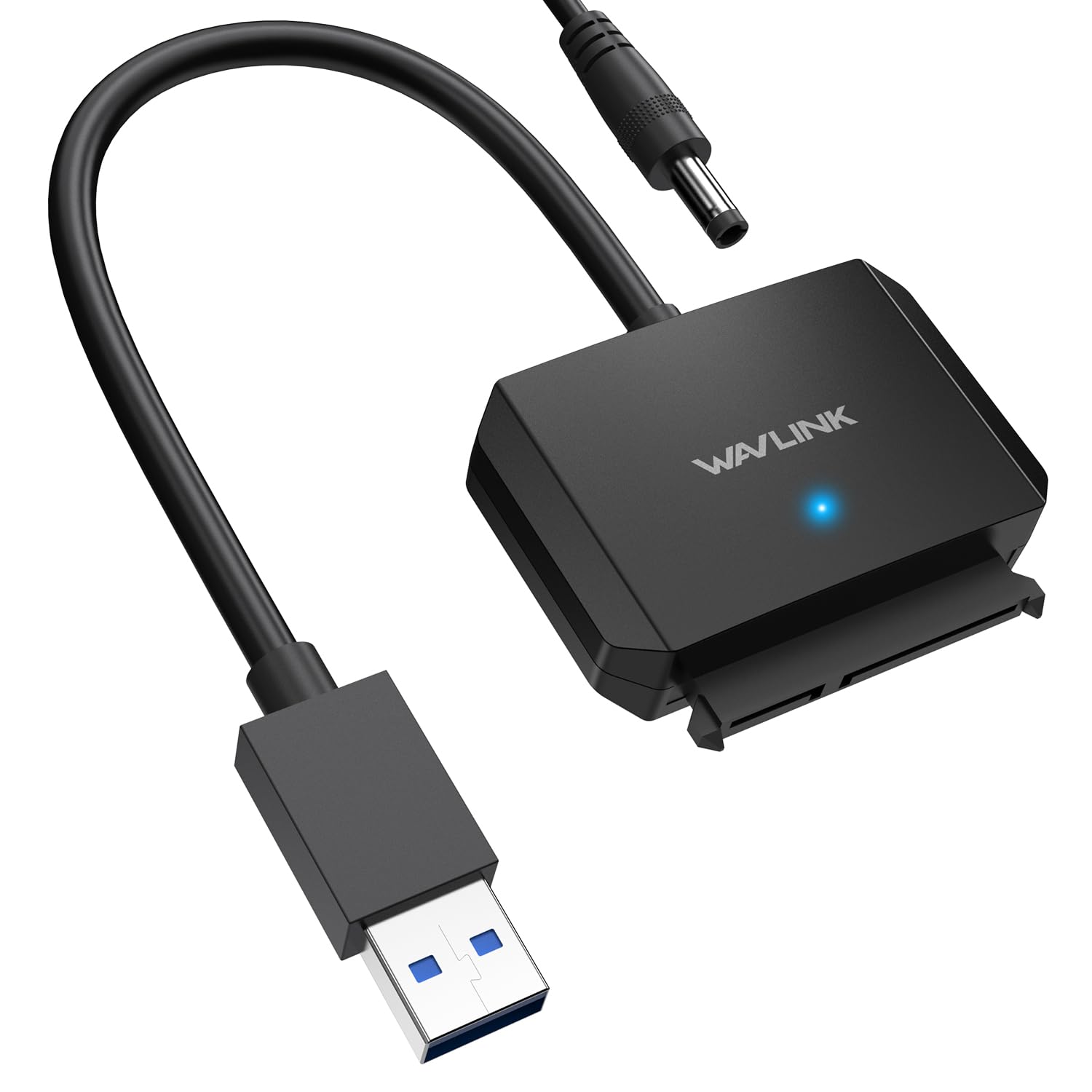 WAVLINK SATA to USB Type-A Hard Drive Cable, 5Gbps USB3.0 to Sata Cable Support UASP, External Hard Drive SATA I/II/III Connector 2.5″ SSD/HDD and 3.5″ HDD up to 20TB, Power Adapter Included