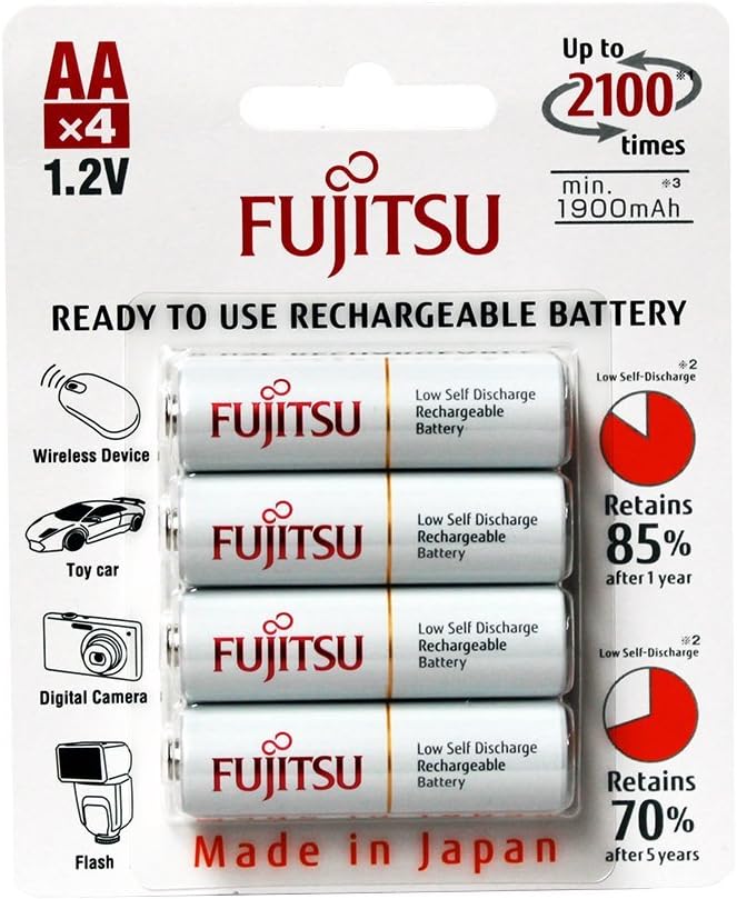 Fujitsu HR-3UTCEX(4B) 4-Pack AA 2100 Cycle Ni-MH Pre-Charged Rechargeable Batteries (Made in Japan)