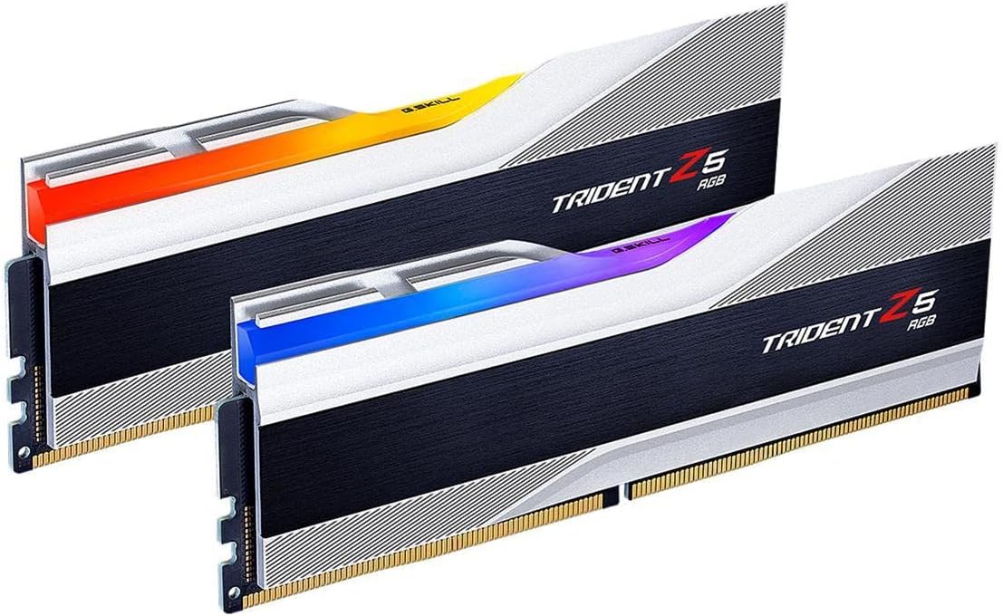 G.SKILL Trident Z5 RGB Series (Intel XMP 3.0) DDR5 RAM 64GB (2x32GB) 6400MT/s CL32-39-39-102 1.40V Desktop Computer Memory UDIMM – Metallic Silver (F5-6400J3239G32GX2-TZ5RS)