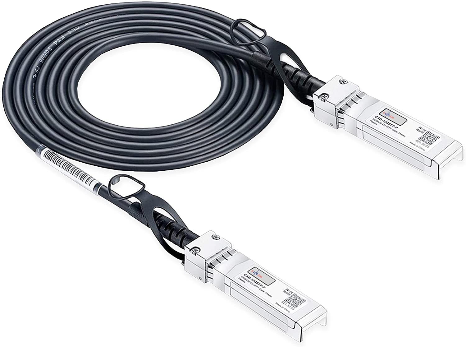 Elfcam® – 8m/26.24ft 10Gb SFP+ to SFP+ DAC Direct Attach Copper Twinax Cable Passive, Compatible with Cisco, Juniper, Huawei, Mikrotik (8 Meters)