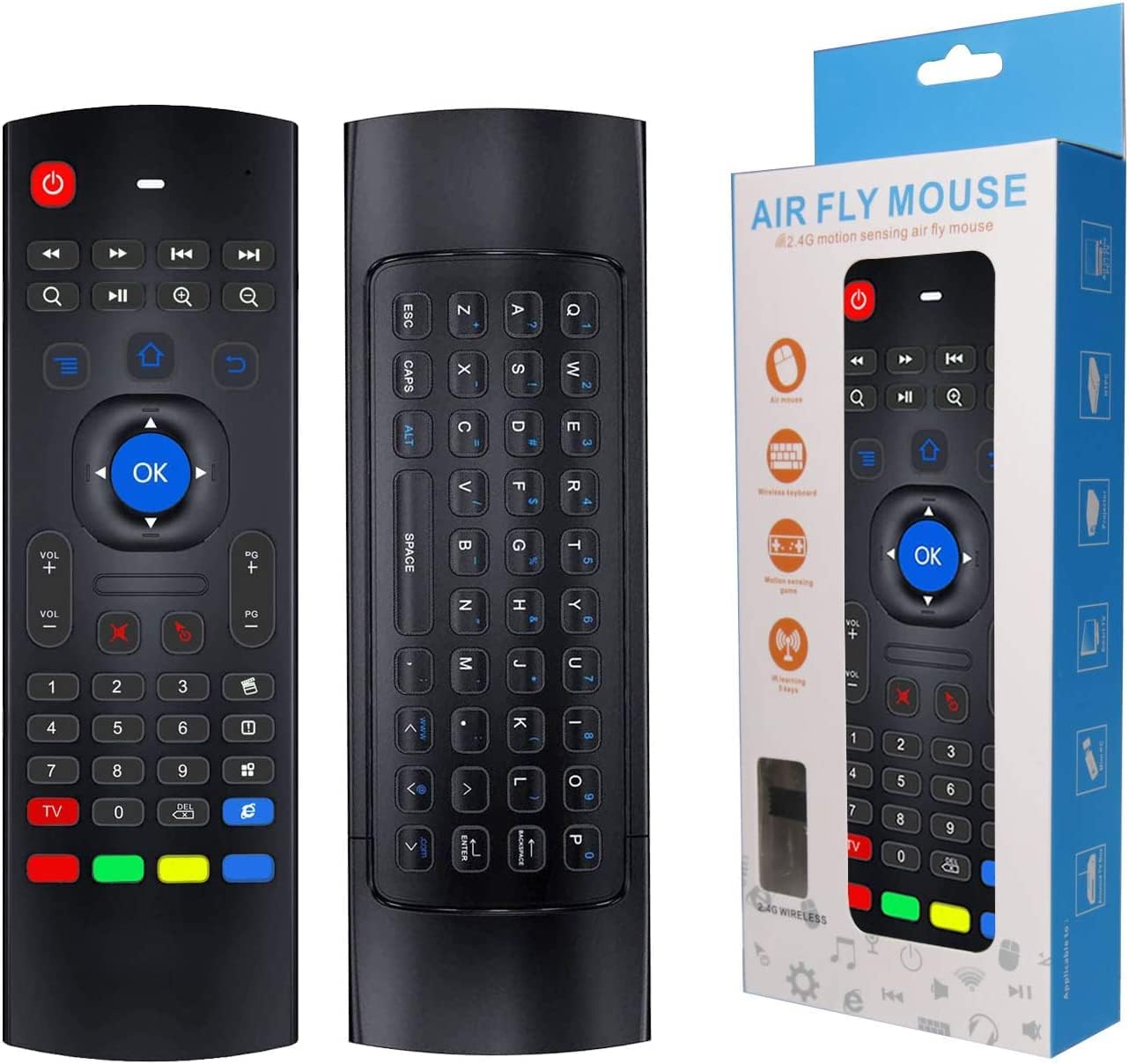 Air Mouse Remote, with Voice MX3 Pro 2.4G Android Box Remote with Mini Wireless Keyboard, Compatible for Android TV/Box/IPTV/Android Projector