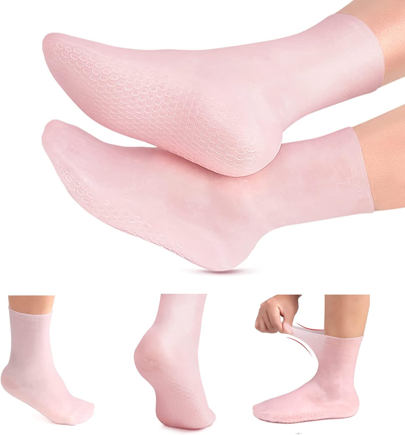 Moisturizing Socks, Long Silicone Socks, Aloe Socks, Soft Gel Socks, Women Foot Spa Pedicure Socks for Repairing Cracked Heel, Dry Feet, Softening Calluses, Rough Skin