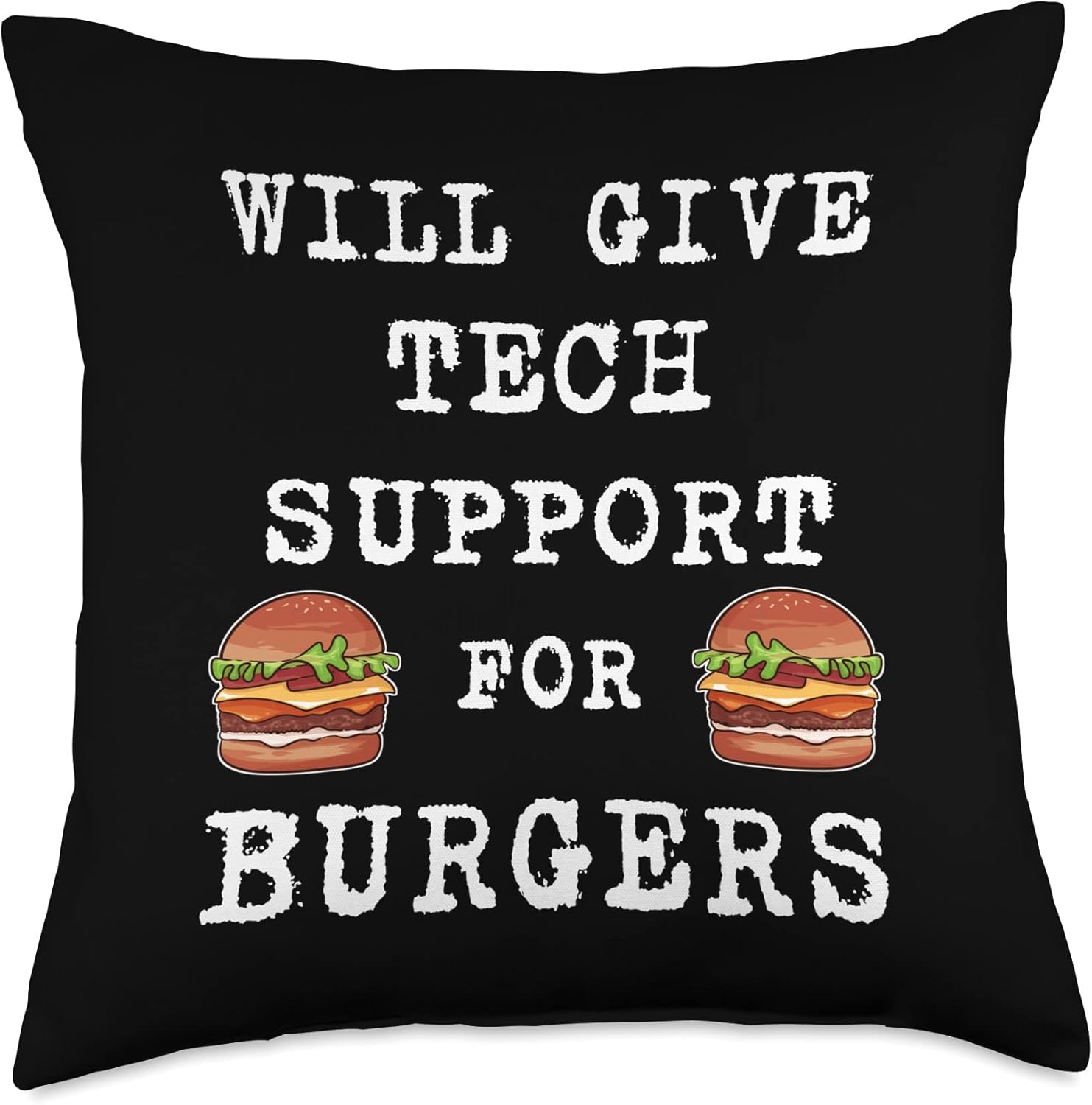 Technical Advice for Burger Computer Geek Funny Tech Support Throw Pillow, 18×18, Multicolor