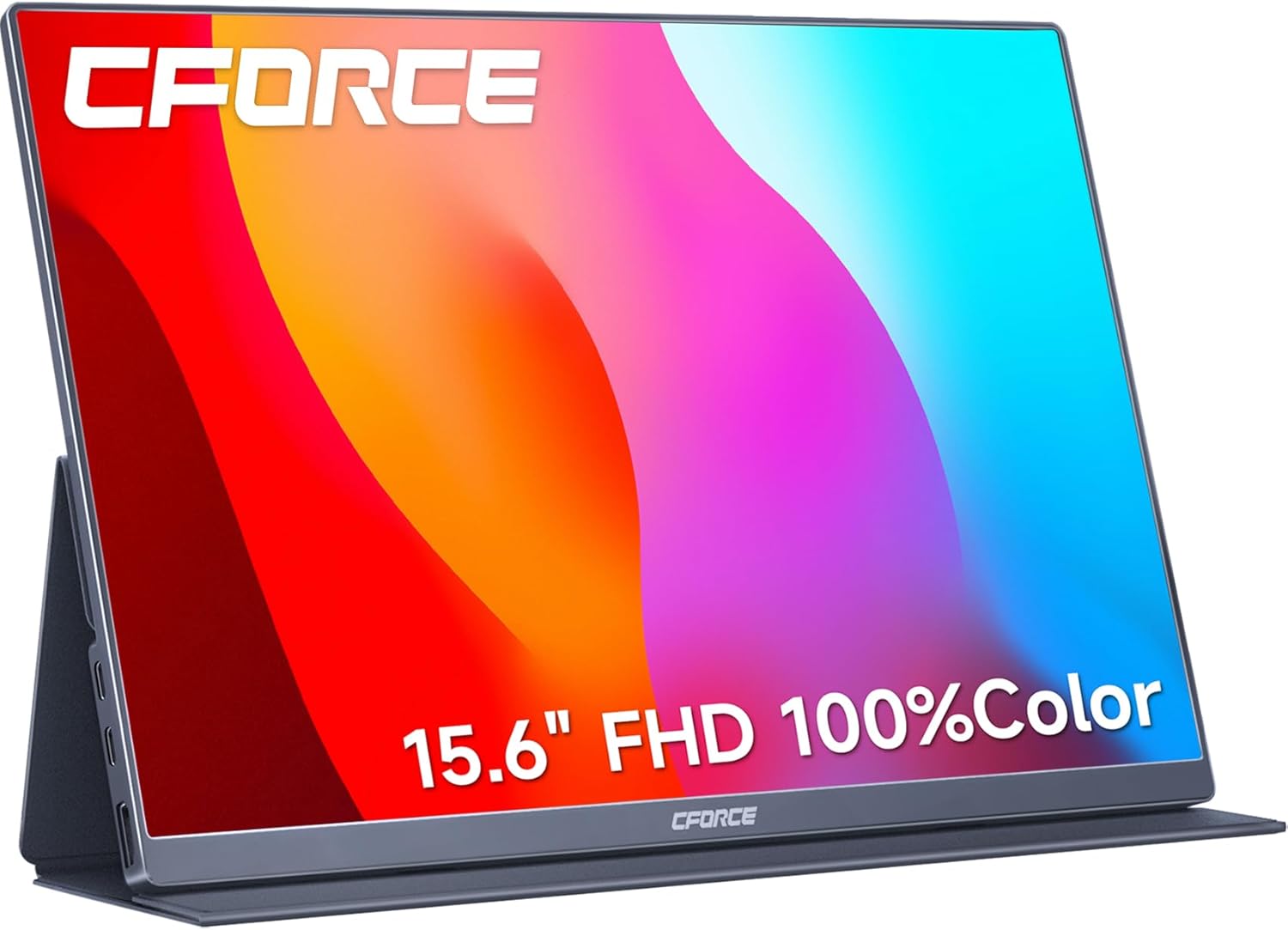 c-force Portable Monitor 15.6 inch FHD 1080P USB C HDMI Ultra-Slim IPS Computer Display w/Speakers, HDR Plug & Play, External Portable Monitor for Laptop PC Phone Mac Xbox PS5 Switch