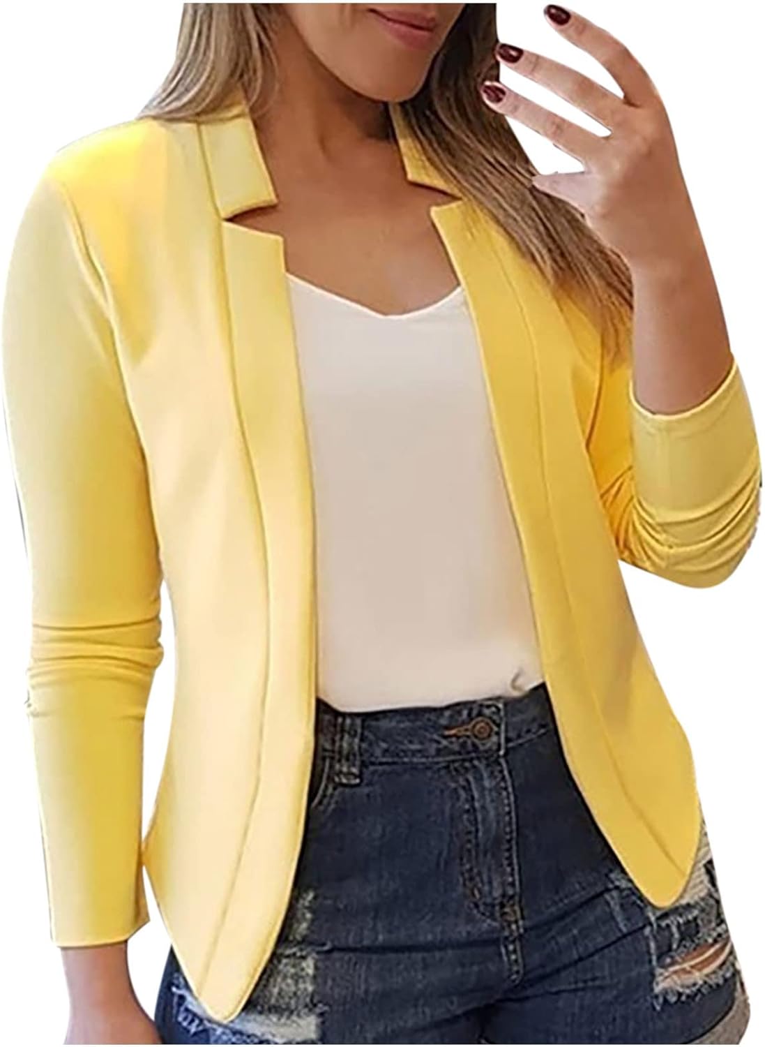 Blazers for Women Business Casual Fashion Dressy Open Front Cardigan Jacket Long Sleeve Work Office Blazer Jackets