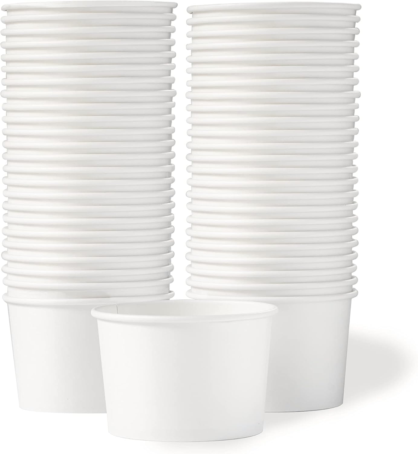 MATICAN Paper Ice Cream Cups – 50-Count 16-Oz Disposable Dessert Bowls for Hot or Cold Food, 16-Ounce Party Supplies Treat Cups for Sundae, Frozen Yogurt, Soup, White