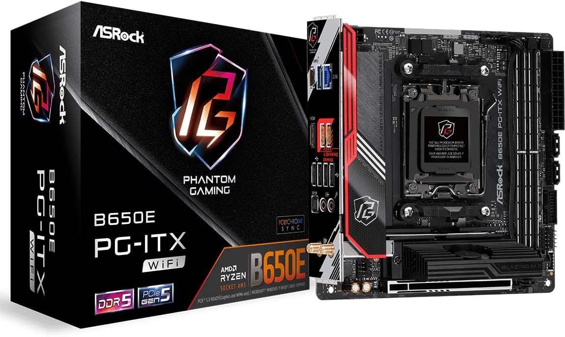 ASRock B650E PG-ITX WiFi AMD Ryzen 7000 Series CPU Compatible (Soket AM5) B650 Mini-ITX Motherboard