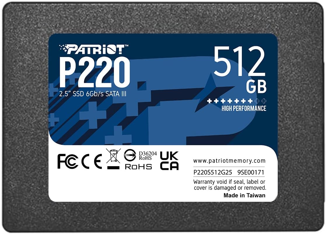 Patriot P220 512GB Internal SSD – SATA 3 2.5″ – Solid State Drive – P220S512G25