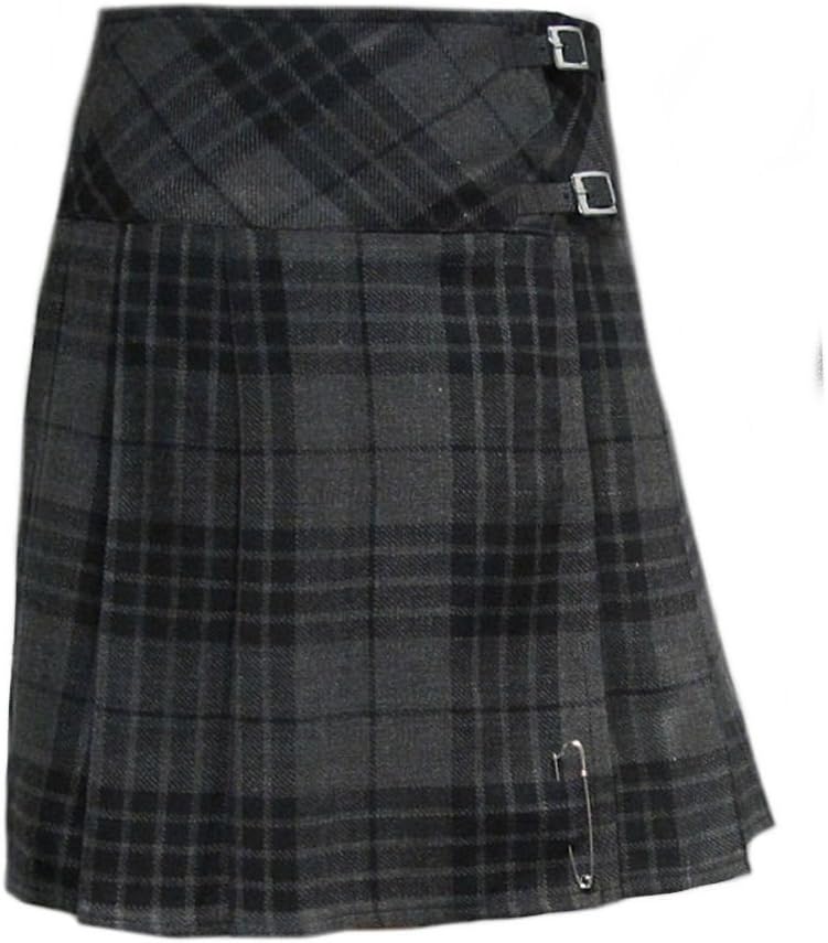 Tartanista Womens 20″ Plaid Knee Length Kilt Billie Skirt Leather Buckled Straps