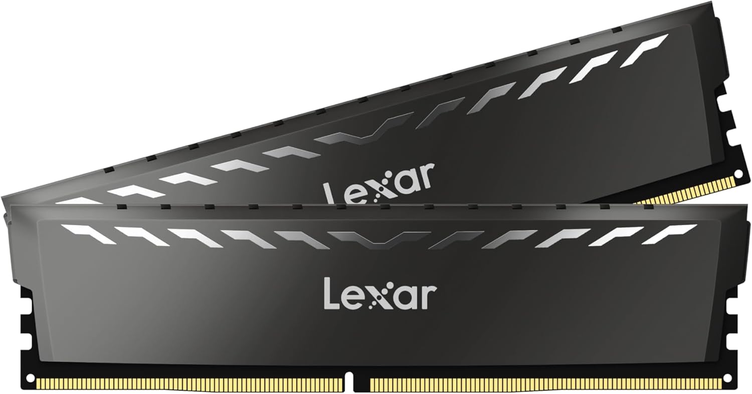 Lexar 16GB (2x8GB) THOR DDR4 RAM 3200MT/s CL16 1.35V Desktop Memory with Heatsink, Intel XMP 2.0, Black (LD4U08G32C16LG-RUD)