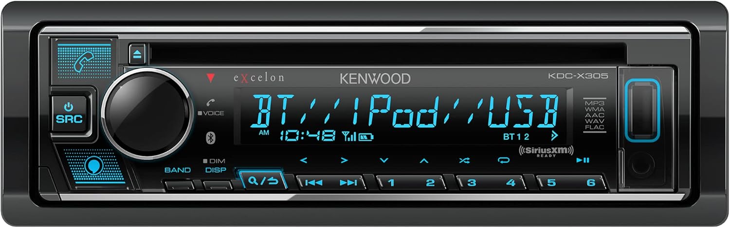 Kenwood KDC-X305 eXcelon CD Car Stereo Receiver w/Bluetooth Hands Free Calling, AM/FM Radio, USB, Amazon Alexa Built Ready, Variable Color Illumination