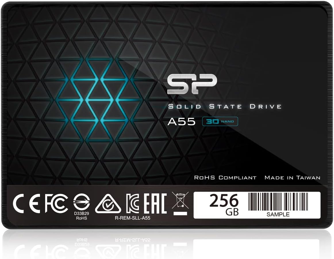 Silicon Power 256GB SSD 3D NAND A55 SLC Cache Performance Boost SATA III 2.5″ Internal Solid State Drive (SP256GBSS3A55S25)