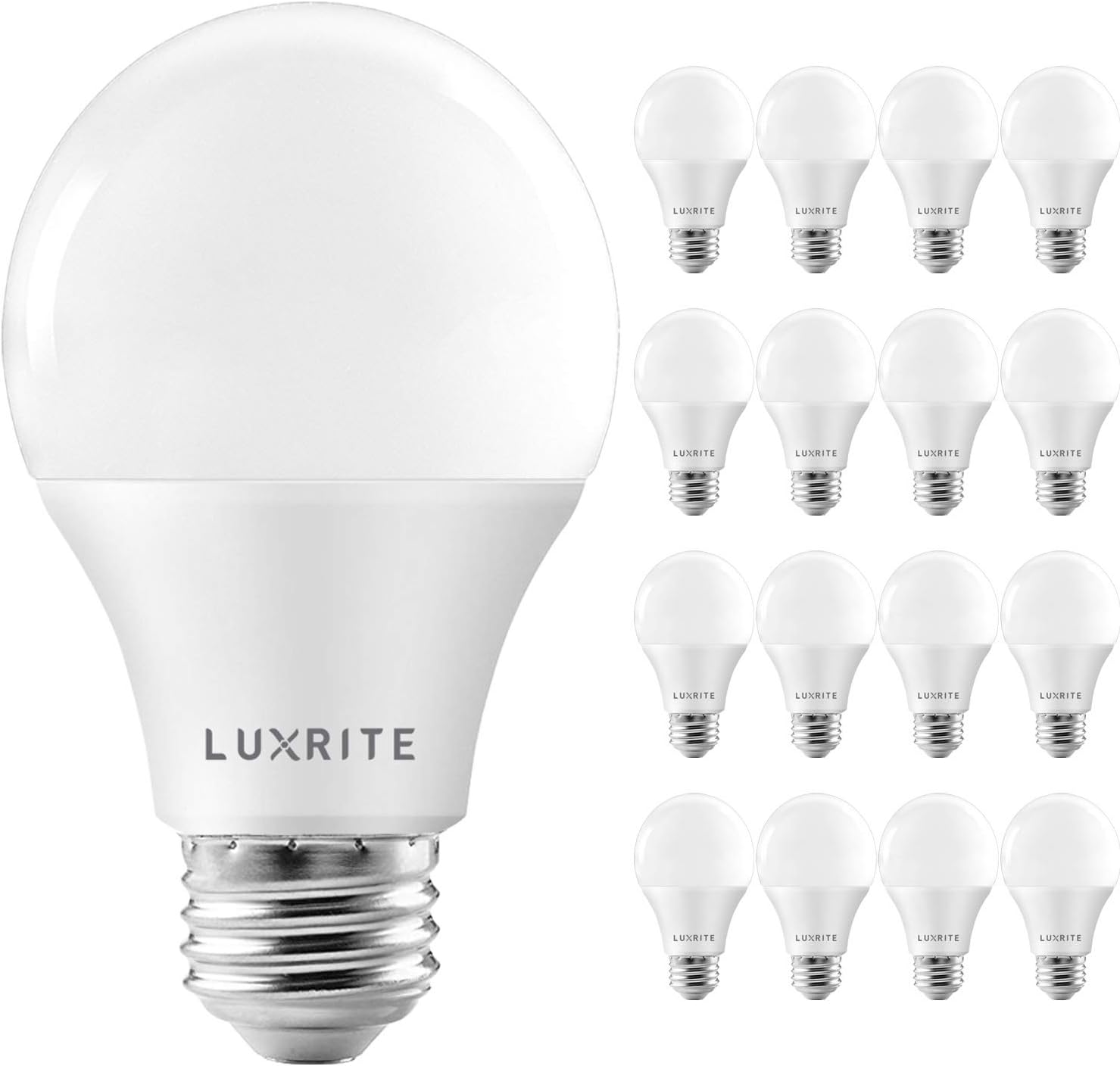 LUXRITE A19 LED Bulb 75W Equivalent, 1100 Lumens, 3000K Soft White, Dimmable Standard LED Light Bulbs 11W, Enclosed Fixture Rated, Energy Star, E26 Medium Base – Indoor and Outdoor (16 Pack)