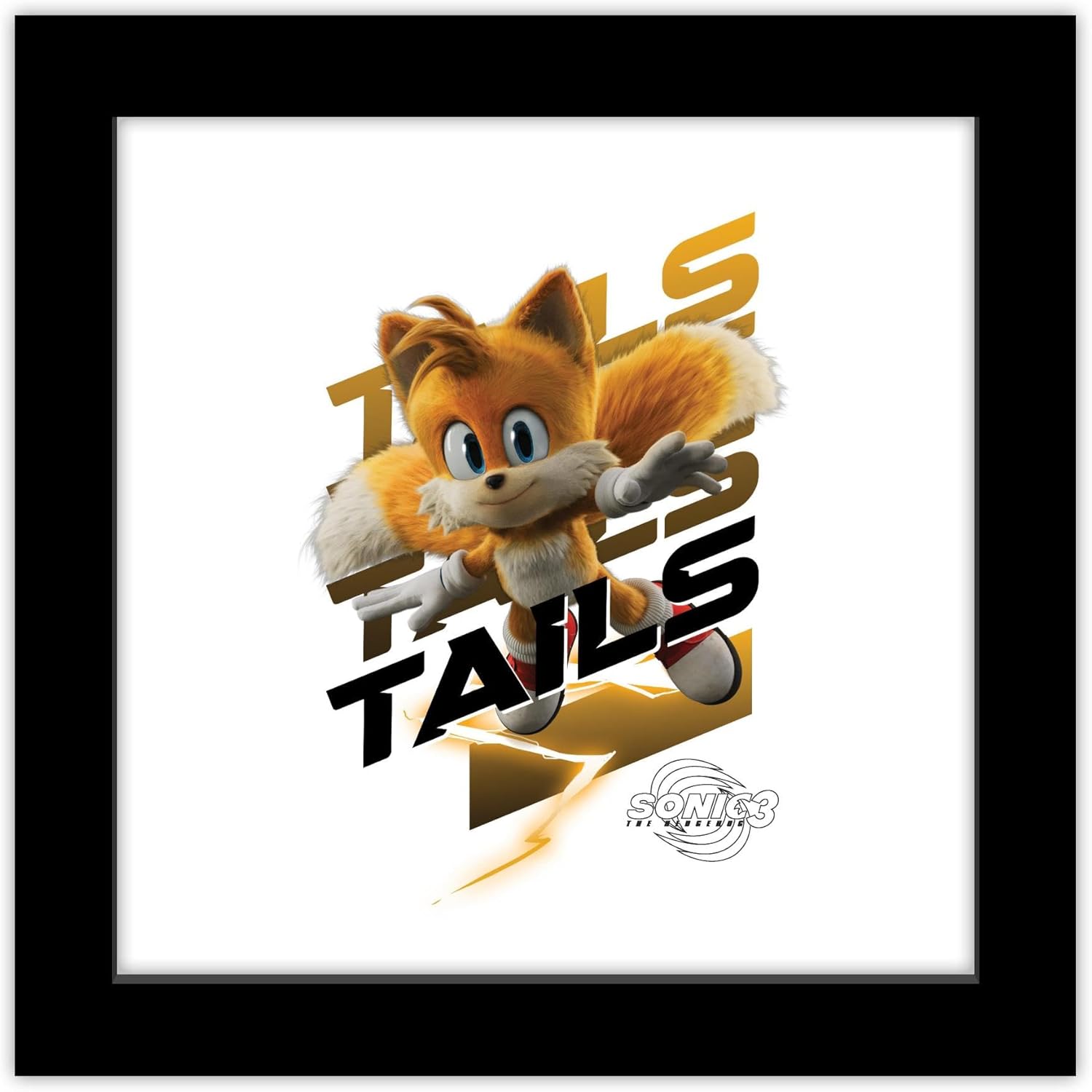 Trends International Gallery Pops Sonic the Hedgehog 3 – Tails Graphic Wall Art, 12″ x 12″ Gallery Pops Wall Art, Black Framed Version