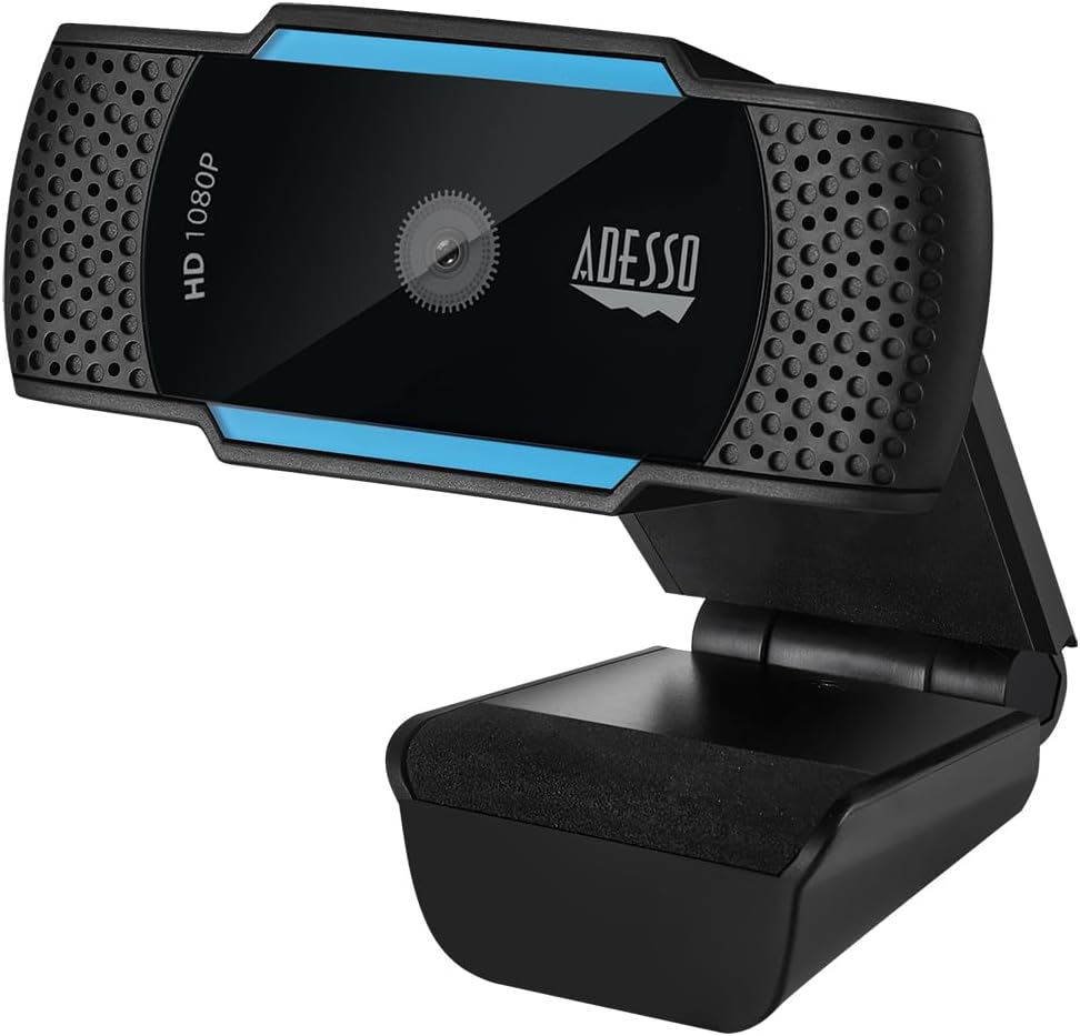 Adesso Cybertrack H5 1080p Hd USB Autofocus Webcam with Microphone, 1920 Pixels X 1080 Pixels, 2.1 Mpixels, Black