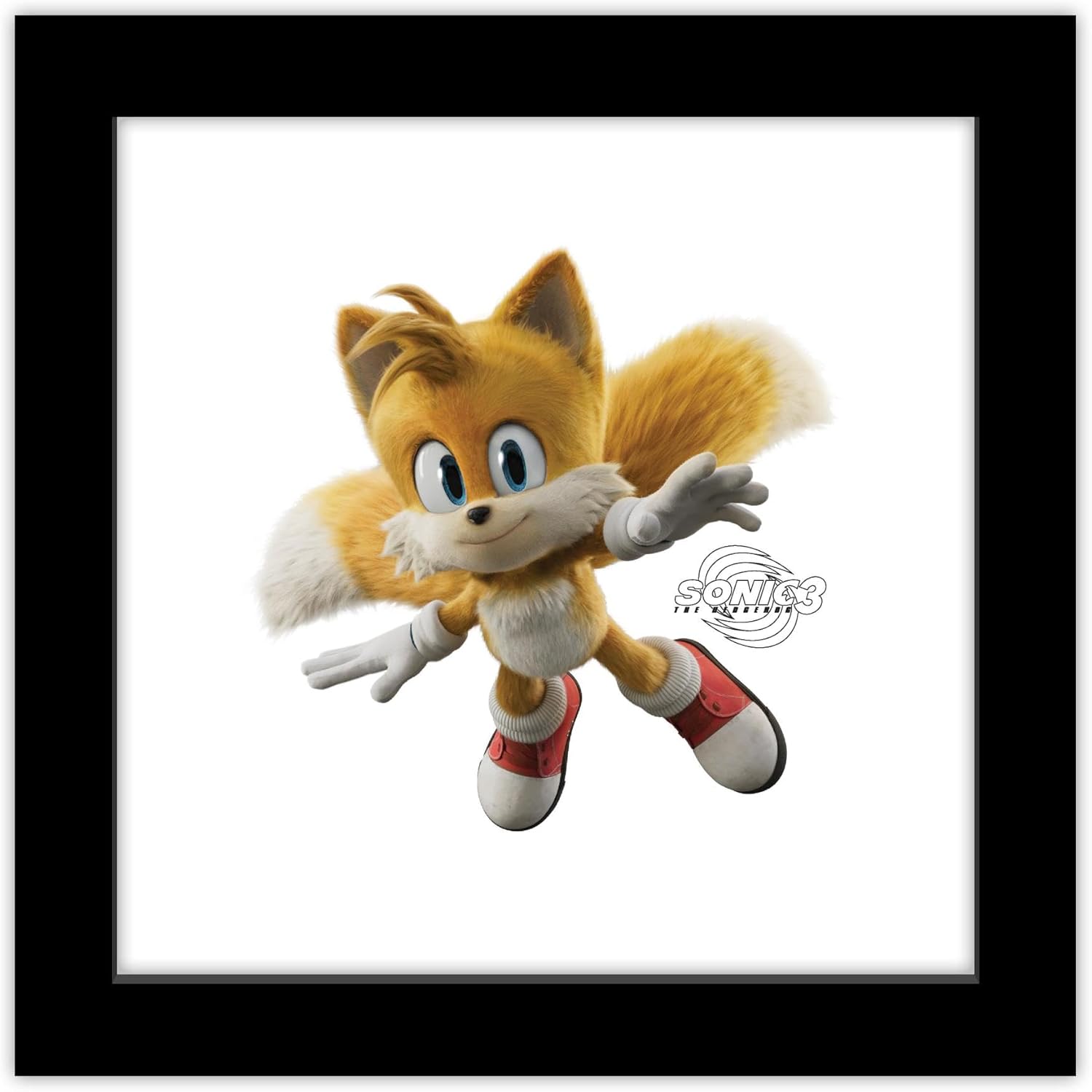 Trends International Gallery Pops Sonic the Hedgehog 3 – Tails Character Wall Art, 12″ x 12″ Gallery Pops Wall Art, Black Framed Version