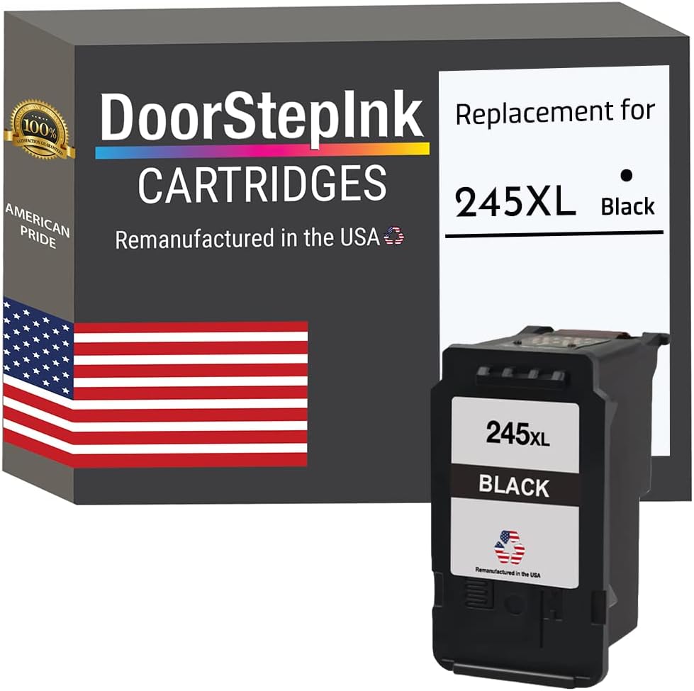 DoorStepInk Remanufactured in The USA Ink Cartridge Replacements for Canon PG-245XL 245 XL 243XL 243 XL Black for Pixma TR4522 TS3120 MG2522 MG2922 TS302 MX490 TR4550 TS3122