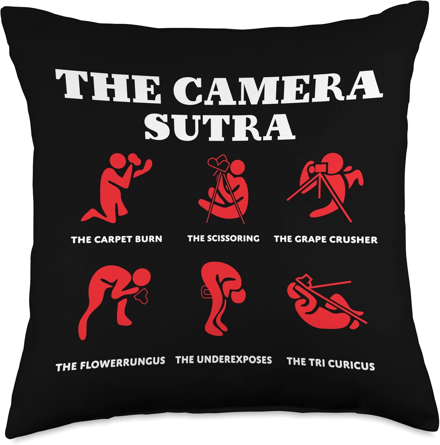 Sutra Funny Humor Photographer Camera Poses Throw Pillow, 18×18, Multicolor