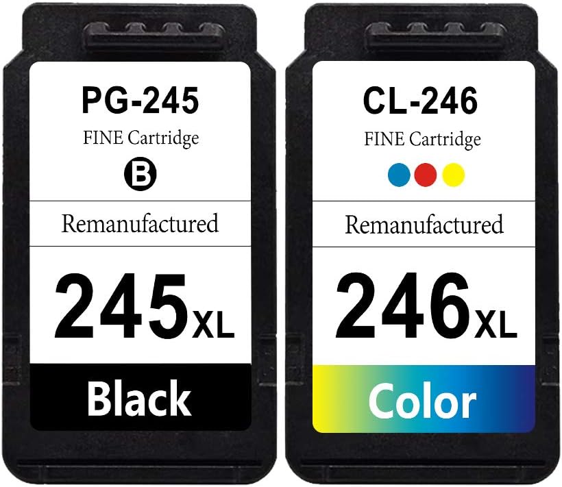 Remanufactured for Canon PG-245XL CL-246XL Ink Cartridge Use for Canon 245XL 246XL 243XL 244XL Ink Cartridges for Pixma MX492 MX490 MG2420 MG2520 MG2522 MG2920 MG2922 IP2820 1 Black 1 Color