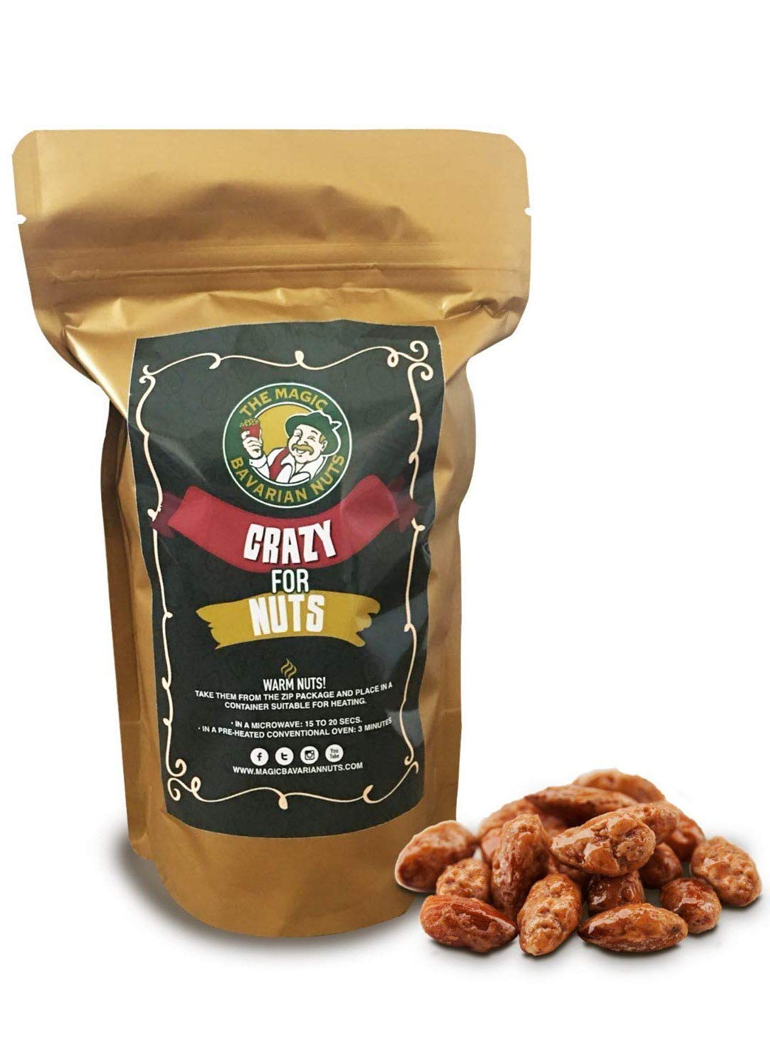 Magic Bavarian Cinnamon Roasted Almonds, 10 oz – Sweet, Gluten-Free, Vegan Nuts, Made in the USA