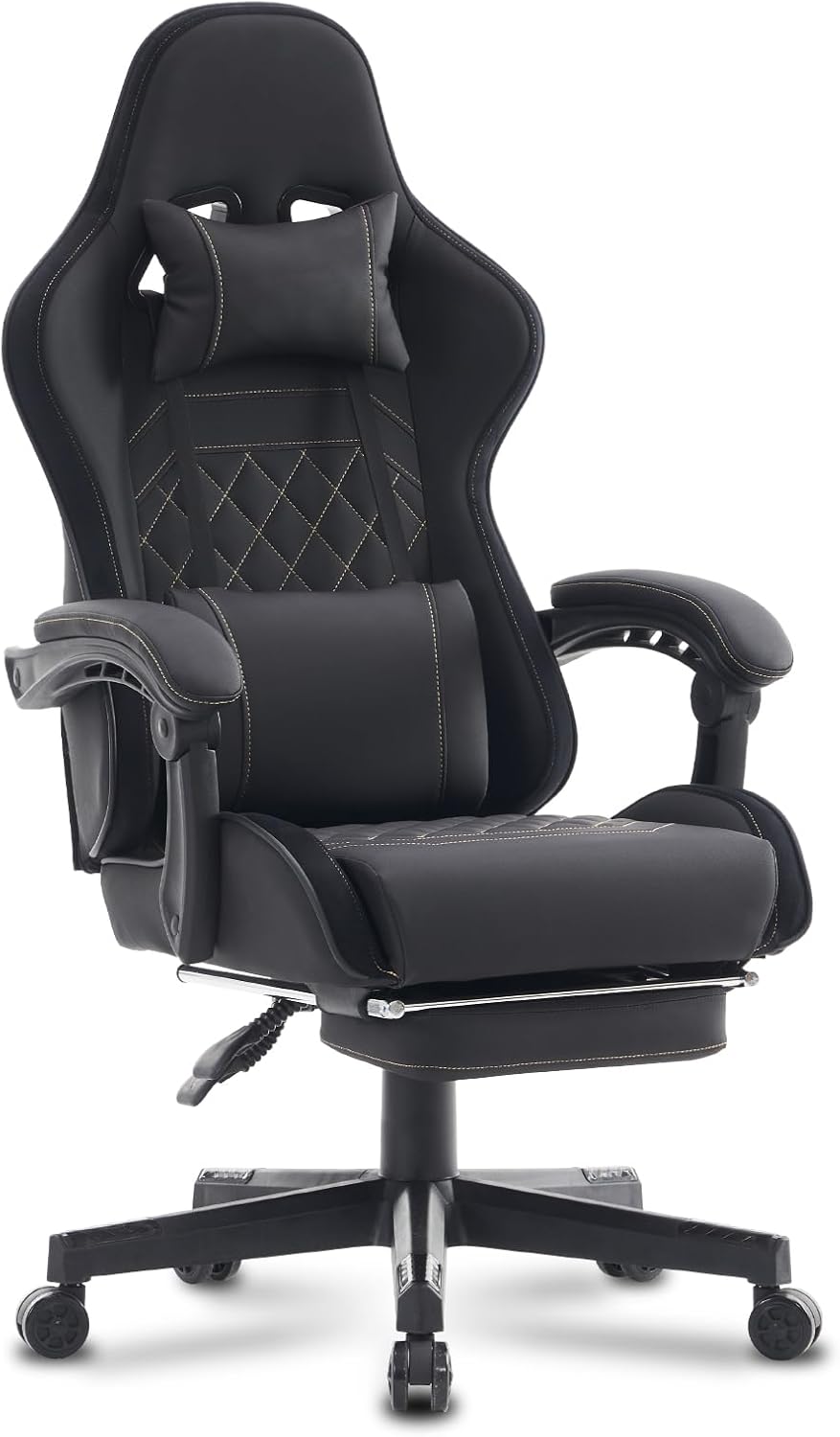 Gaming Chair Video Game Chair with Footrest Office Chair with Headrest and Lumbar Support Computer Chair High Back Ergonomic Chair with 360°-Swivel Seat Desk Chair for Adults