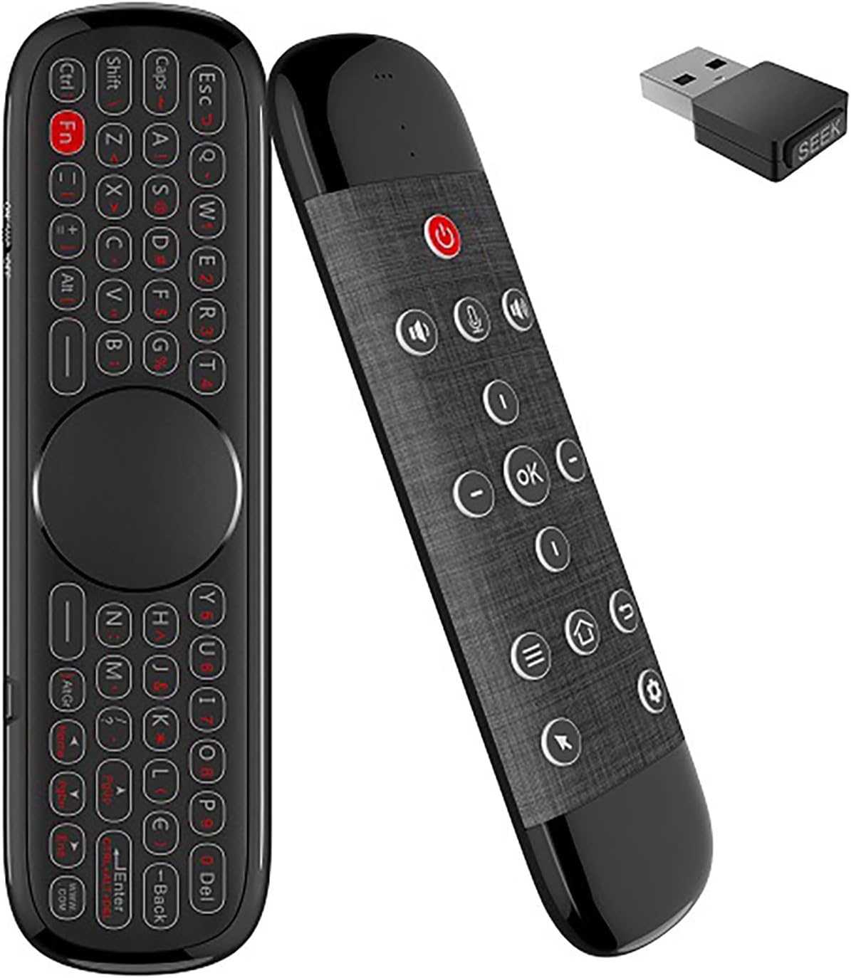 Upgrade W2 Pro Air Mouse Universal TV Remote Air Mouse Remote, 2.4G 3-in-1 Mini Wireless Keyboard, Handheld Keyboard with Touchpad Remote with Keyboard for Smart TV Black