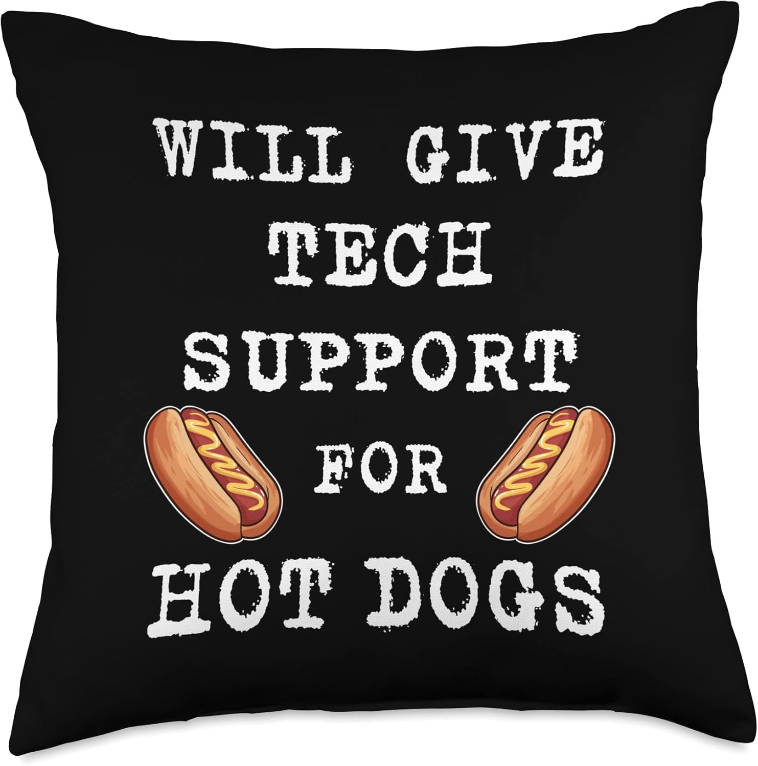 Technical Advice for Hot Dogs Computer Geek Tech Support Throw Pillow, 18×18, Multicolor