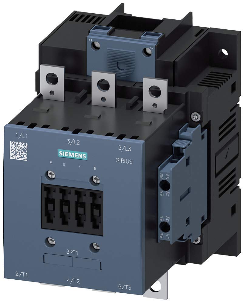 Siemens 3RT10 55-6AP36 Motor Contactor, 3 Poles, S6 Frame Size, Screw Terminals, Conventional Coil, 2 NO + 2 NC Auxilliary Contacts, 150 AC3 Amp Rating, AC 40-60Hz, DC 220-240V