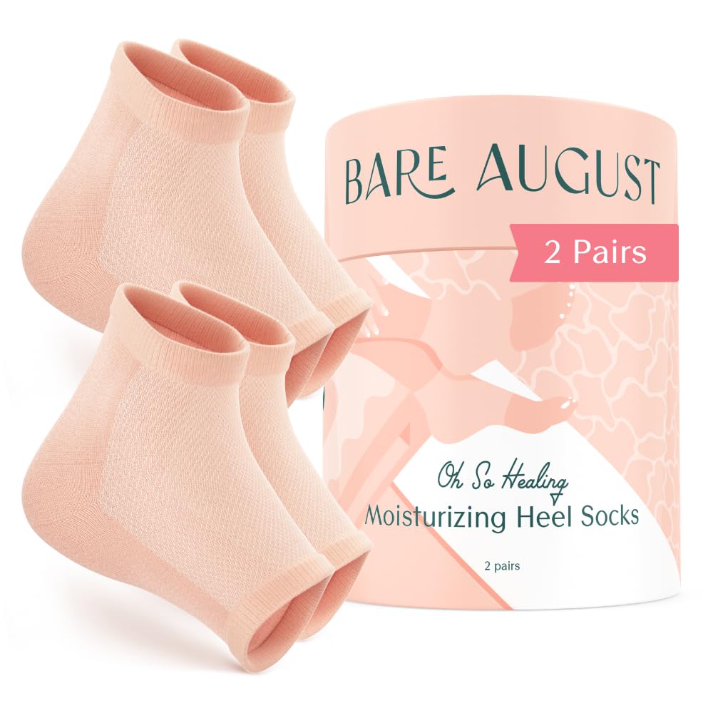 Bare August Oh So Healing Moisturizing Heel Repair Socks – Overnight Spa Sleep Socks with Hydrating Therapy Gel for Softening Dry Cracked Heels