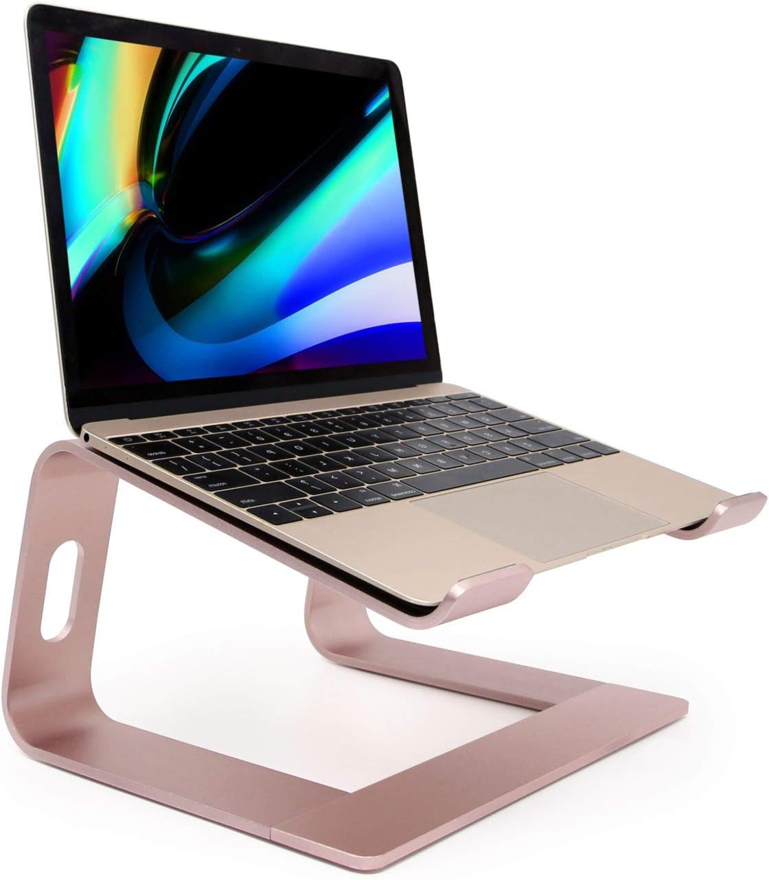 Laptop Stand, Ergonomic Aluminum Laptop Mount Computer Stand, Detachable Laptop Riser，Notebook Holder Stand Compatible with MacBook Pro/Air HP Lenovo Samsung Huawei ，All 10-17.3″ Laptops(Rose Gold)