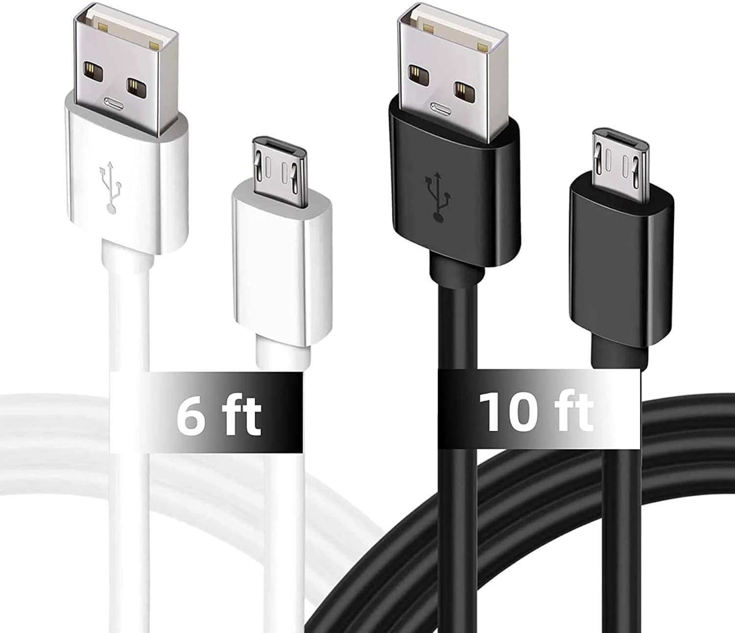 Micro USB Cable, 2 Pack (6FT, 10FT) Android Charger Cable, Android Fast Charger Cord Compatible with Samsung Galaxy S7/S6/S7 Edge/S5, Note 5/4, LG G4, HTC, PS4 Controllers, Cameras, MP3 Players