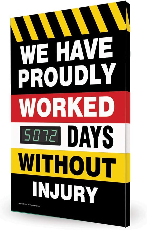 ComplianceSigns.com We Have Proudly Worked__ Days Without Injury Digital Safety Scoreboard, 28×20 inch Aluminum