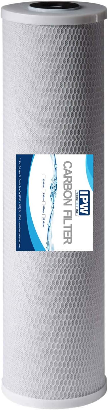 High Capacity 20” x 4.5” Full Flow Water Filter Replacement Cartridges – CTO Carbon Block – Fits Standard 20″ x 4.5″ Whole House Water Filtration Systems by IPW Industries Inc