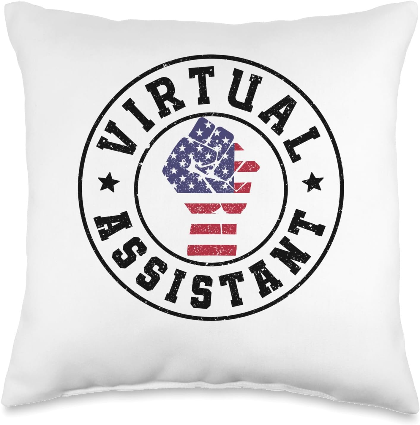 Patriotic 4th July Customer Service Virtual Assistant Throw Pillow, 16×16, Multicolor