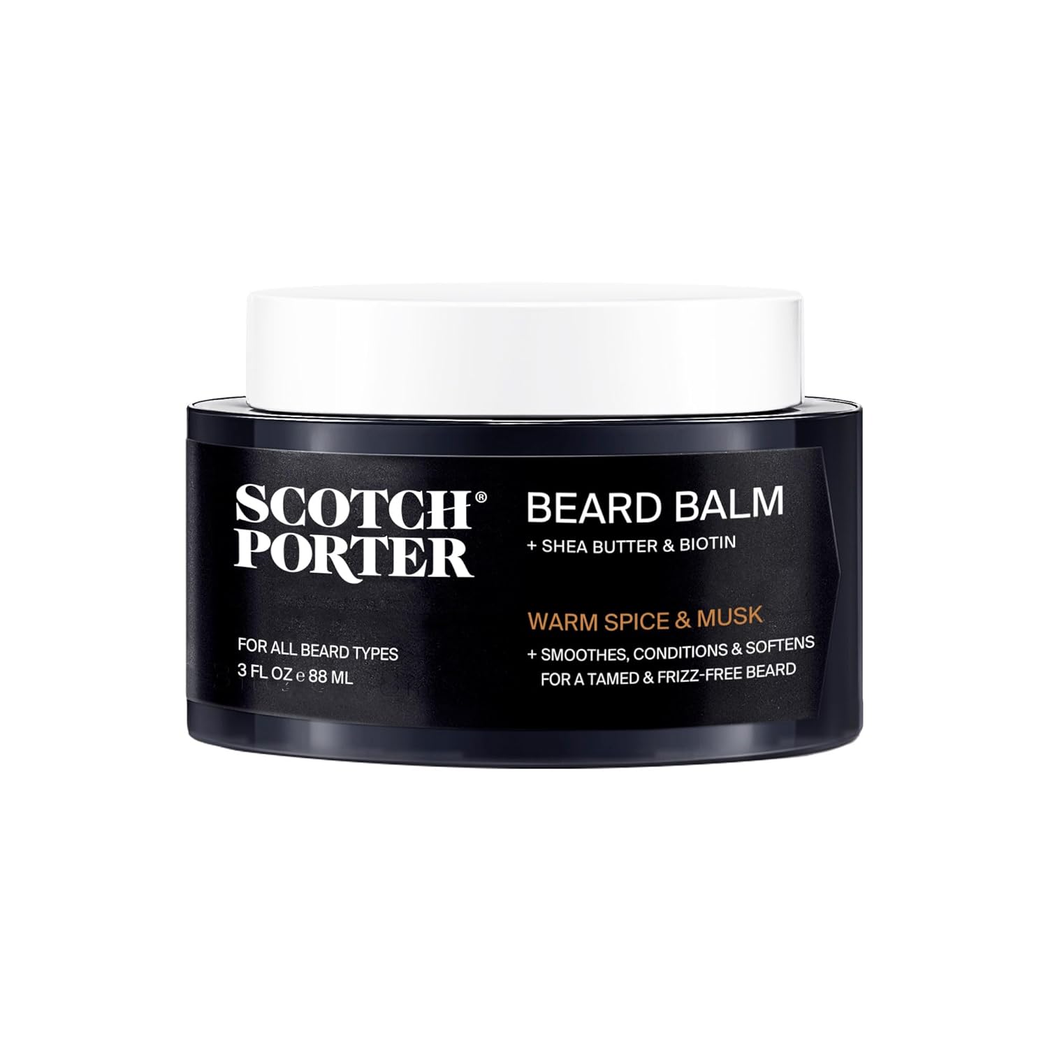 Scotch Porter Conditioning Beard Balm – Smooth, Shape, Moisturize & Soften Coarse, Dry Beard Hair while Encouraging Growth for a Fuller/Healthier-Looking Beard – Original Scent, 3 oz. Jar