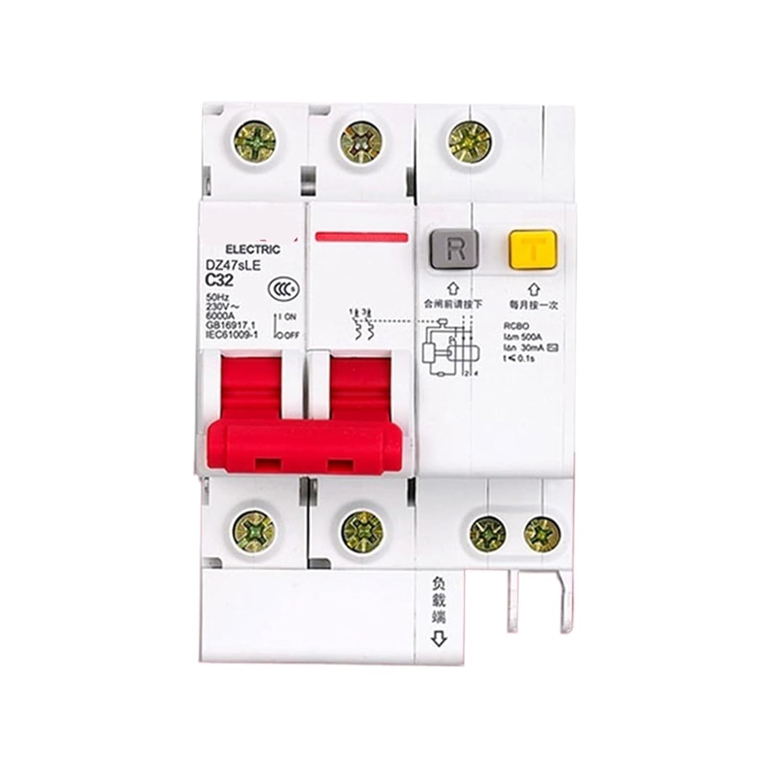 MObyat ELCB Earth Leakage Circuit Breaker 2P DZ47LE DZ47sLE 2P 6A 10A 16A 20A 25A 32A 40A 50A 63A 100A 125A 1Pcs(50A)