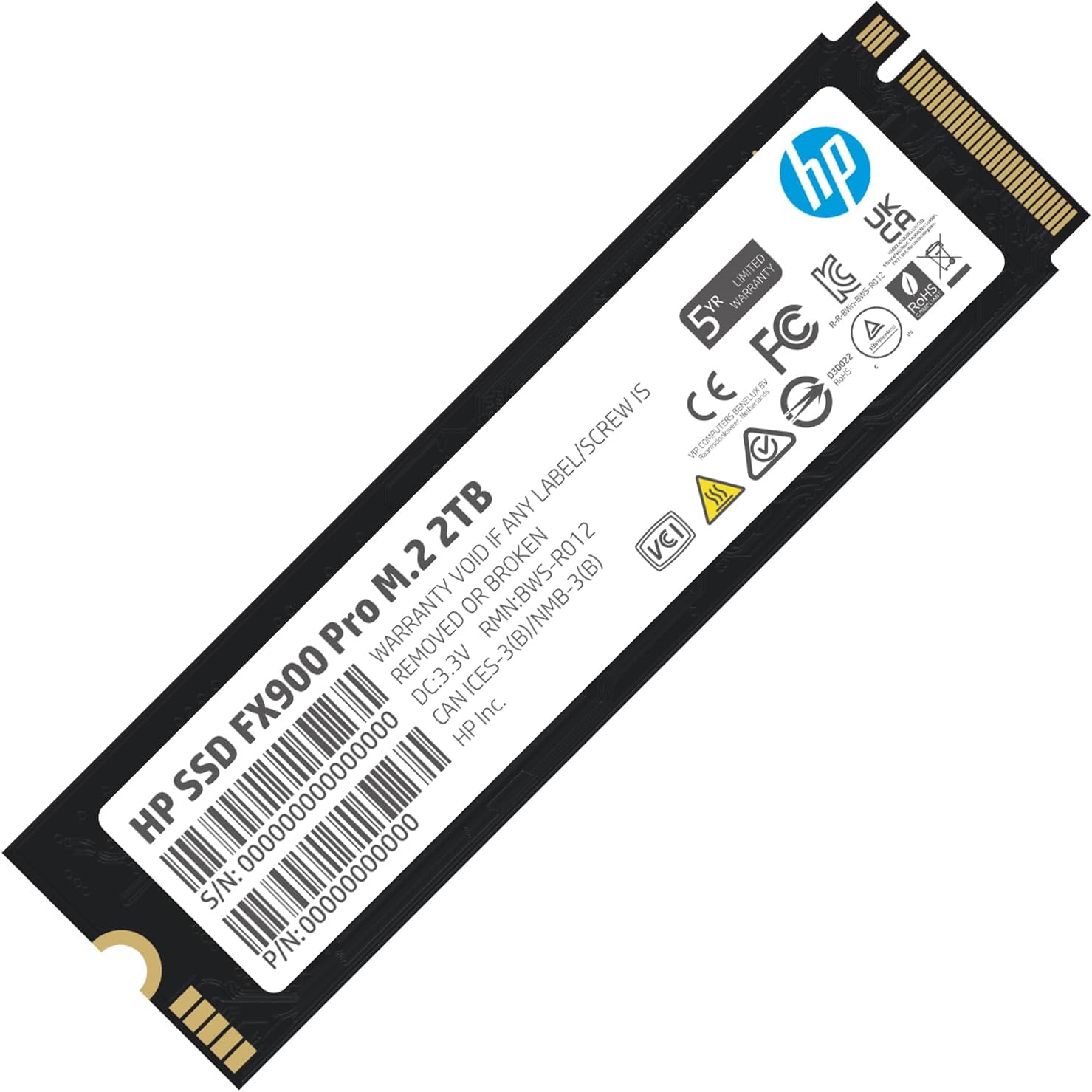 HP FX900 Pro 2TB M.2 NVMe SSD 2280 Gen4 x4, Up to 7400 MB/s, 3D NAND Flash, DRAM Cache, High-Performance Storage Solution for Gaming and Professional Use – 4A3U1AA#ABB