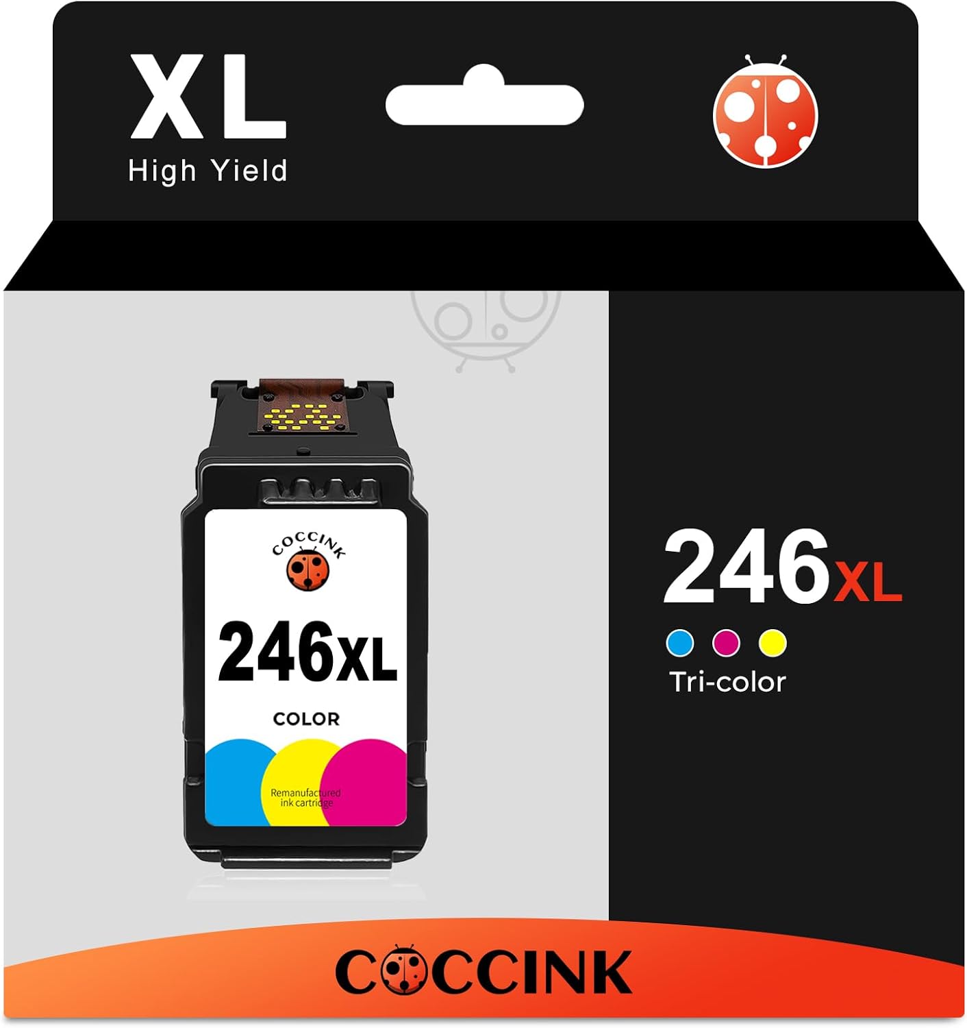 COCCINK 246XL Color Ink Cartridge for Canon Pixma TS302 TS3122 TS3300 TS3320 TS3322 TR4520 MG2520 MG2522 MG2922 MX492 MX490 IP2820 IP2850 Printer for Canon CL-246 XL CL-244 XL (1 Color)