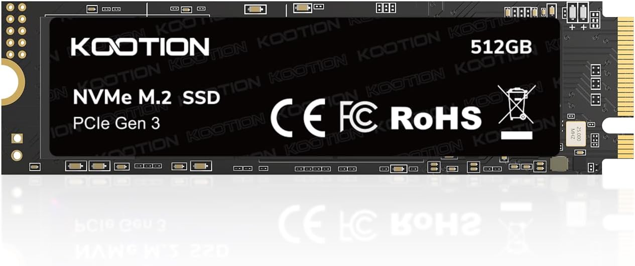 KOOTION 512GB PCIe 3.0 M.2 Internal Solid State Drive PCle 3.0×4 SSD NVMe M.2 2280 Internal SSD Up to 2900MB/s PCIe Gen 3 NVMe SSD Less Heat Large Storage M.2 Internal Solid State Hard Drive for PC