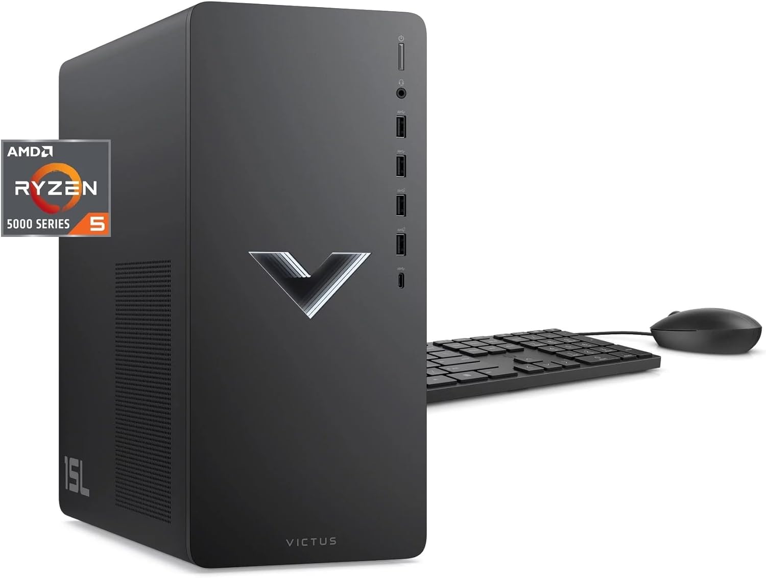 HP 2023 Victus 15L Gaming Desktop PC, AMD 6-Core Ryzen 5600G Processor (Up to 4.4 GHz), 16GB RAM, 512GB NVMe, AMD Radeon RX6400, Mouse and Keyboard, Win 11 Home, Mica Silver, with HDMI Accessory