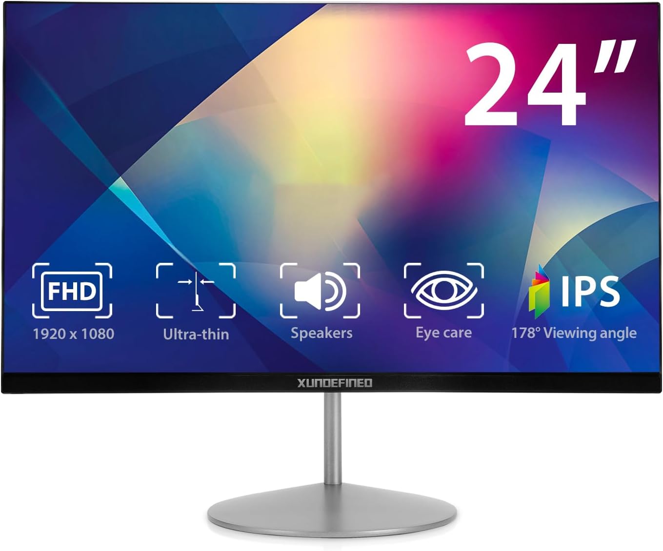 24 inch 1080p Computer Monitor with Speakers, 75Hz Gaming FHD IPS Monitor, FreeSync Technology, 16.7 Million Colors, Eye Care, Zero-Frame Desktop Monitor with HDMI, Display Port, USB