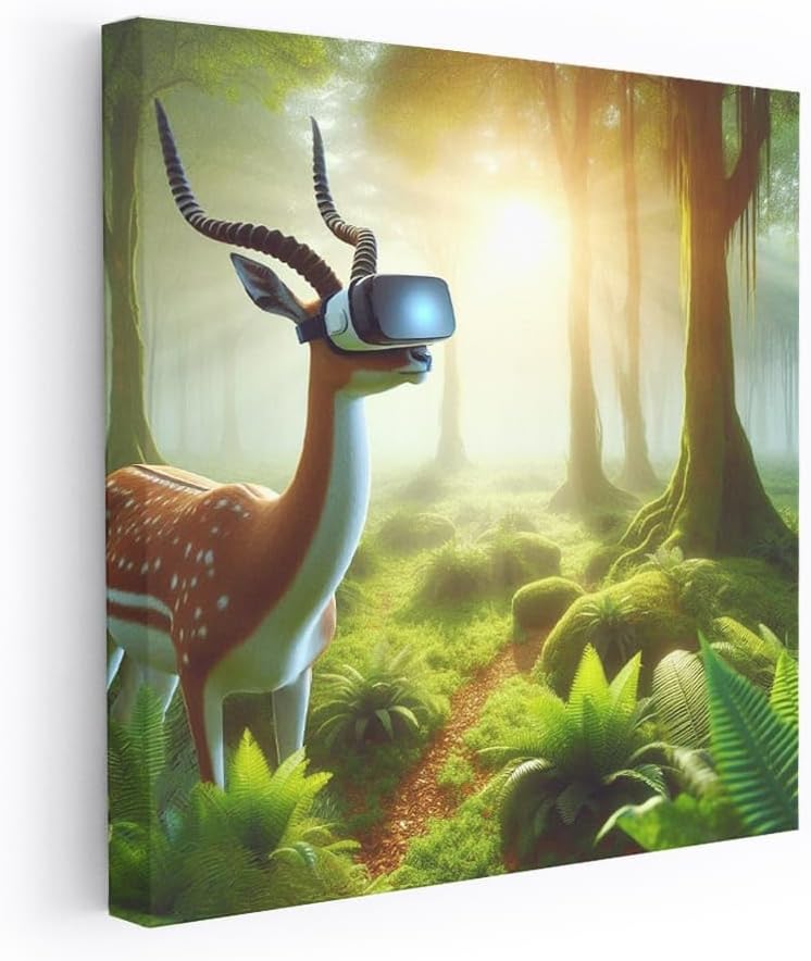 Art Antelope In Virtual Reality 3 Canvas Framed Print Poster Paiting [Canvas Framed – 40×30 inch]