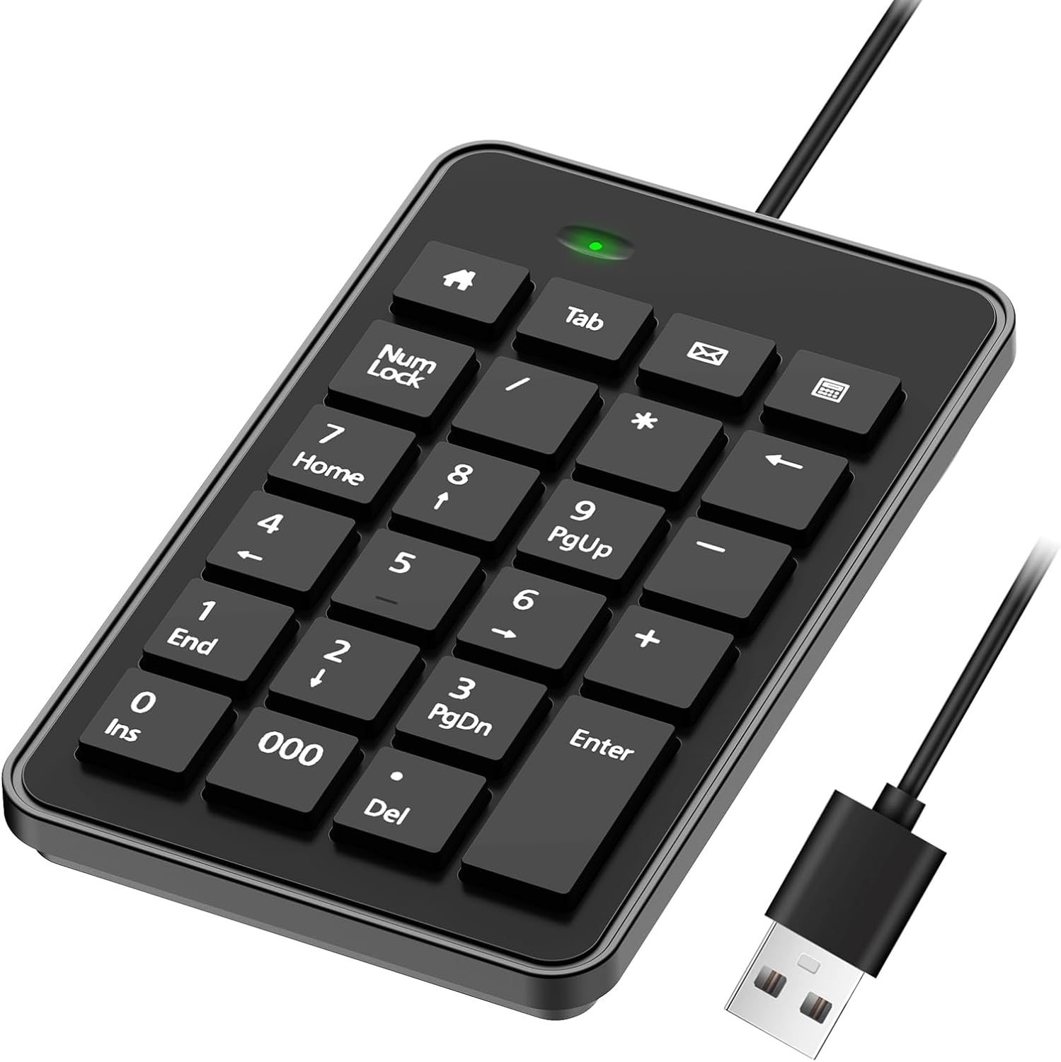 Wired 10-Key USB Keypad Number Pad – Portable Numeric Keypad Keyboard for Laptop, PC and Desktop | Computer Accessories Numpad for ChromeBook Surface Notebook MateBook – Essential Office Data Entry